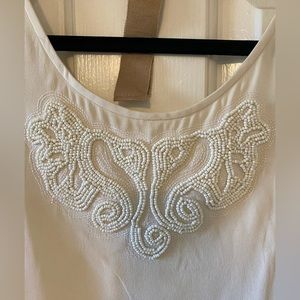 Tibi beaded cream silk blouse size 4